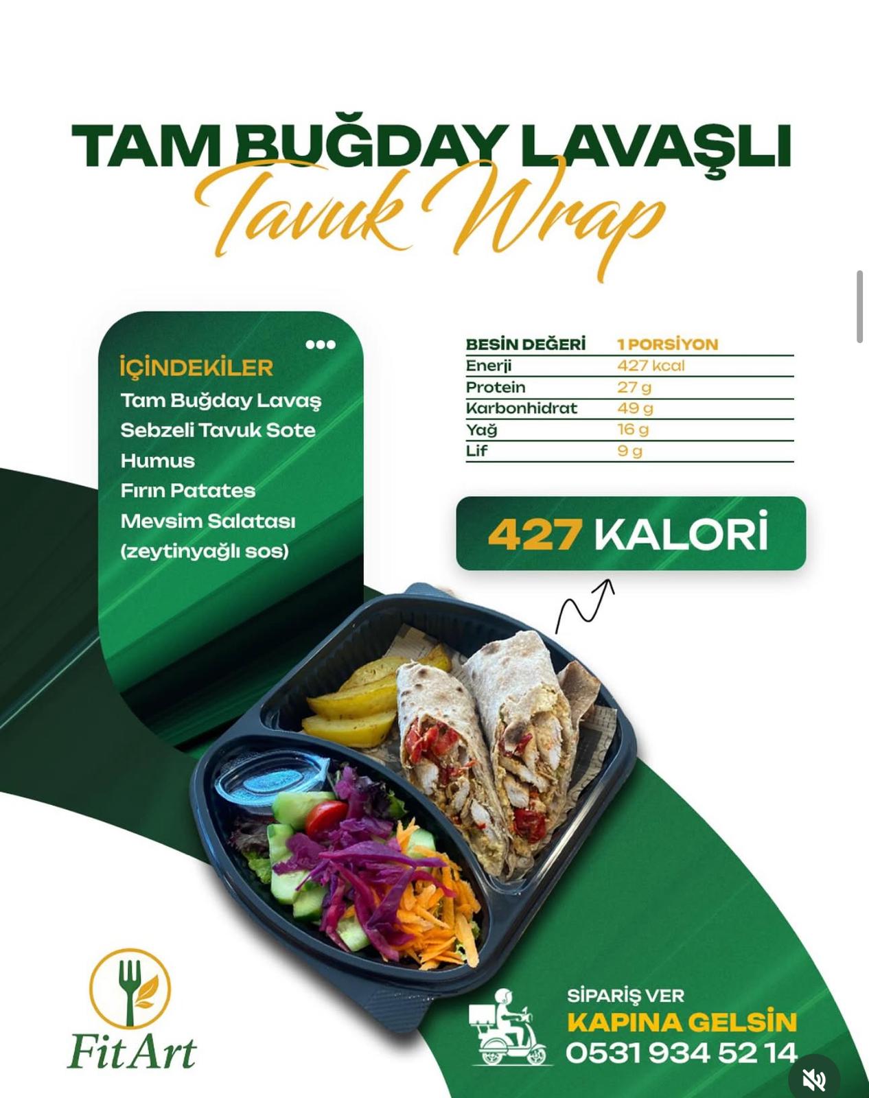 Tam Buğday Lavaşlı Tavuk Wrap 