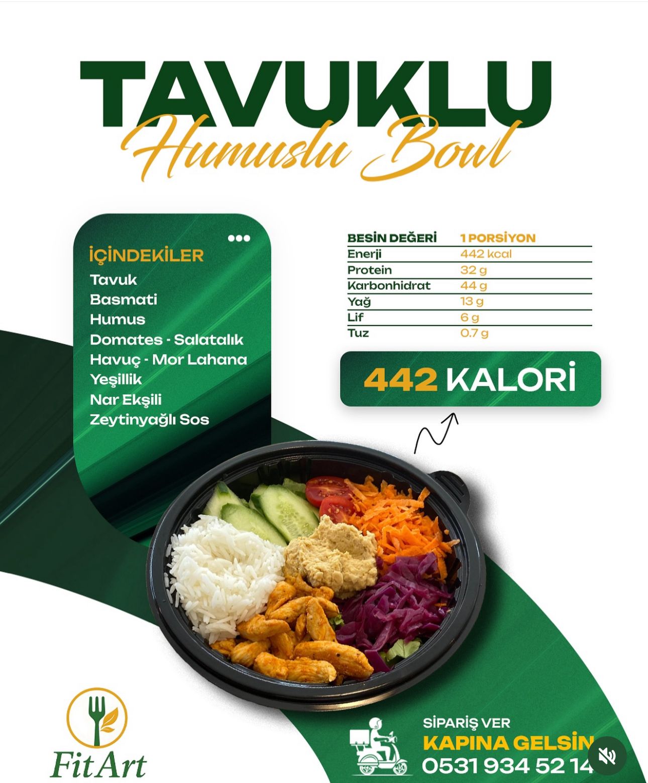 Tavuklu Humuslu Bowl